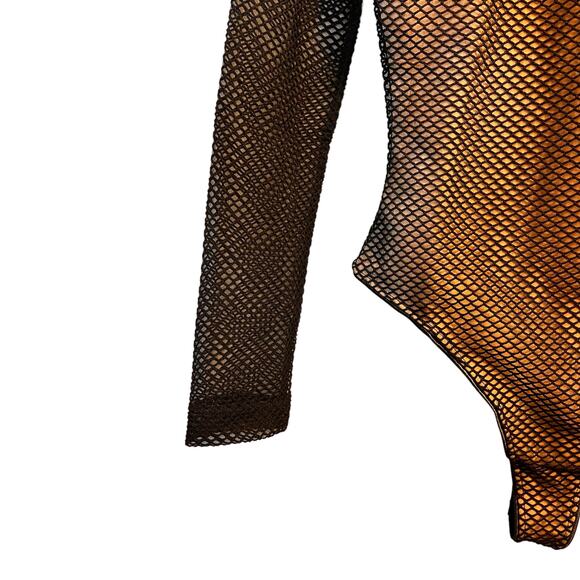 Cosmopolitan Dress The Population Mesh Long Sleeve Open Back Bodysuit S Black - Picture 6 of 11